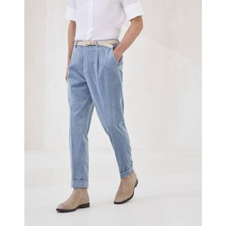 Brunello Cucinelli Mens Cloud Cotton Wool Blend Pleated Trousers, Size 54