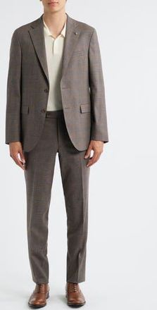 Jack Victor Midland Contemporary Fit Brown Plaid Wool & Silk Blend Suit at Nordstrom Rack, Size 40 Regular