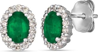 Le Vian Renewal 14K 0.88 Ct. Tw. Diamond & New Emerald Stud Earrings