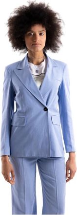 H2O Single-breasted jasje - Dames - Blazers - Blauw - L - Leer - Jassen