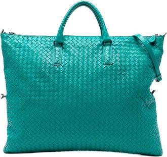 Bottega Veneta Pre-owned Tote Bags, female, Blue, Size: ONE SIZE Pre-owned Woven Leather Tote Bag