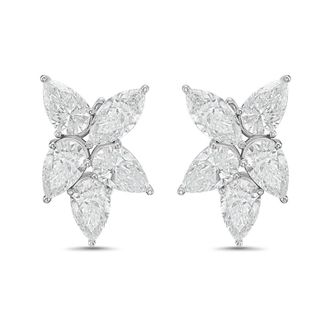 Diana M. Jewels 14KW WG 10.00 Ct TW of Lab grown pear and marquise shape diamonds cluster earrings