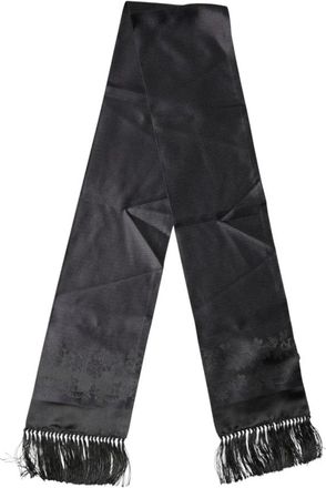 Dolce & Gabbana Silky Scarves, male, Black, Size: ONE SIZE Satin Silk Fringes Neck Foulard Scarf