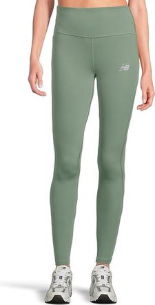 New Balance Sleek High-Rise Legging 27 Womens Clothing Dark Juniper : MD, Lycra/Polyester