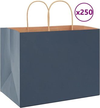 vidaXL Bolsas De Papel Con Asas 250 Uds Azul 32x22x24 Cm Vidaxl