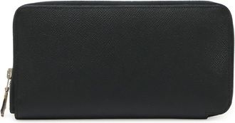 Hermès Black Epsom Leather Silk Long Wallet (Bi-Fold) (Pre-Owned)