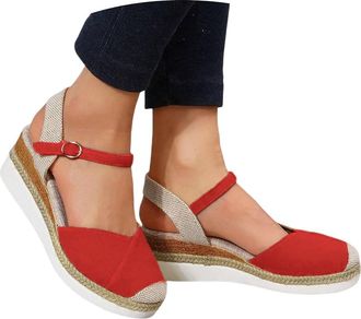 Generic Closed Toe Platform Wedge Sandals, Sandals for Women 2026 Espadrilles Wedges Heel Casual, Womens Espadrilles Dressy Summer, Comfortable Summer Shoes w