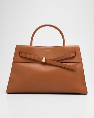 Veronica Beard Dash Large Belted Leather Shoulder Bag