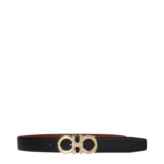 Ferragamo Herrens G&uuml;rtel Leder Schwarz/Cognac