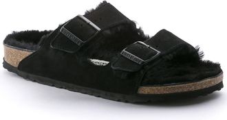 Birkenstock Womens Arizona Fur Sandal In Black