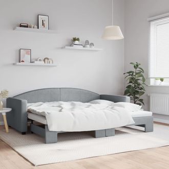 vidaXL Sof&aacute; Cama Nido Tela Gris Claro 90x200 Cm Vidaxl