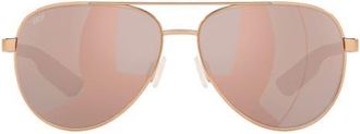 Costa 57mm Peli Polarized Pilot Sunglasses in Rose Gold /Copper Silver 580P at Nordstrom