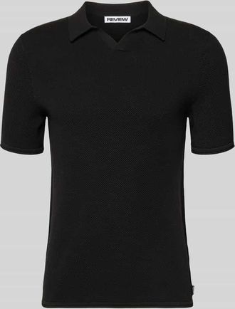 Review Slim Fit Poloshirt mit Strukturmuster in Black, Gr&ouml;&szlig;e XXL