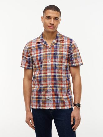 Tommy Hilfiger Mens Regular Fit Ikat Plaid Camp Shirt - Plaid Multi - XXL