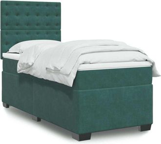 vidaXL Cama Box Spring Con Colch&oacute;n Terciopelo Verde Oscuro 80x200 Cm Vidaxl