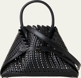 Akris Ai Little Cutout Leather Top-Handle Bag