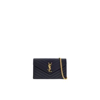Saint Laurent Shoulder Bags, female, Black, ONE SIZE, Black Cassandre Leather Chain Bag