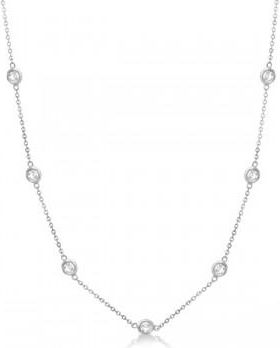 Allurez Lab Grown Diamond Station Necklace Bezel-Set 14K White Gold (0.15ct)