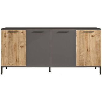 Dmora Dmora - Credenza Alfrick, Buffet da soggiorno, Madia da salotto, Dispensa da cucina, 160x40 h72 cm, Quercia e Antracite