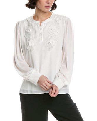CeCe by Cynthia Steffe Cece Half Placket Floral Lace Top