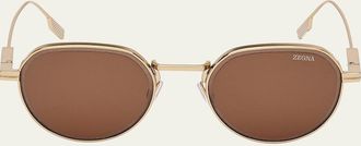 Ermenegildo Zegna Mens Metal Round Sunglasses