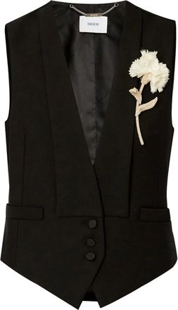 Erdem Gilet Carnation con spilla - BLACK