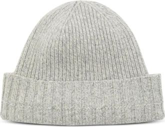 John Smedley Elkea ribbed beanie hat - Grey