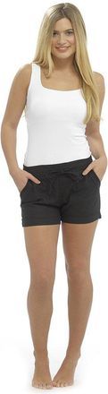 Tom Franks LADIES / WOMENS CASUAL LINEN COOL SHORTS, PERFECT FOR HOLIDAYS / SUMMER / BEACH (16, Black Shortie)