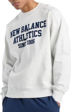 New Balance Varsity French Terry Crewneck Sweatshirt in Ash Heather at Nordstrom, Size Xx-Large