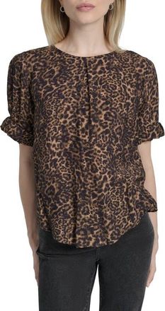 DKNY Abstract Zebra Print Voile Top in Compact Cheetah at Nordstrom, Size X-Small