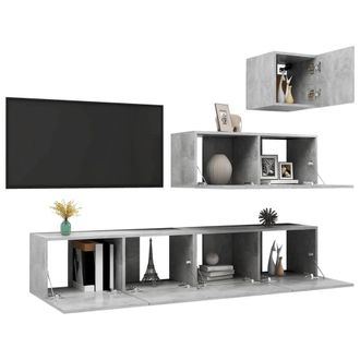 Berkfield Home Modern 4 Piece TV Cabinet Set Concrete Grey Engineered Wood