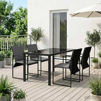 Berkfield Home Garden Dining Set 5 pcs Black & Anthracite 140 x 70 x 73 cm