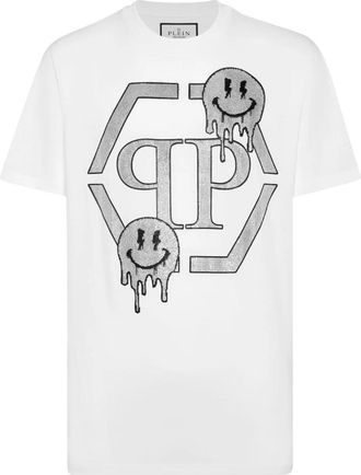 Philipp Plein T-Shirt Ronde Hals SS Smile - Heren - T-shirts - Wit - 3XL - Katoen - Tops