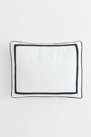 H&M Kissenbezug aus Baumwollsatin - Weiss/Schwarz