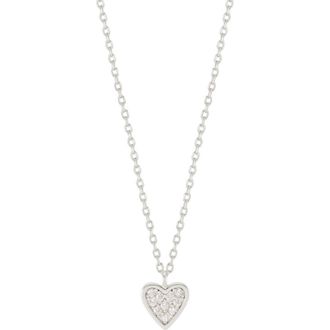 Estella Bartlett Pav&eacute; Crystal Mini Heart Charm Necklace in Silver at Nordstrom