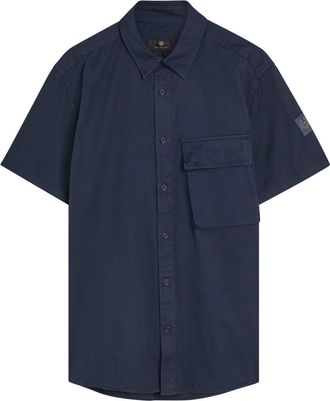 Belstaff Scale Short Sleeve Cotton Shirt - Navy - XL
