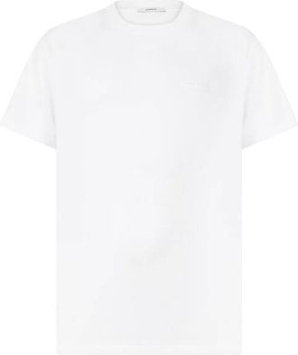 Givenchy Tops, Heren, Wit, L, Katoen, T-shirt in katoen met Paris gros grain