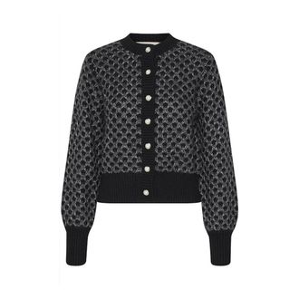 Karen by Simonsen Meteorite Cardigan with Ribbed Details - female - Karen by Simonsen - Cardigans - Black - 2XL - Knitwear