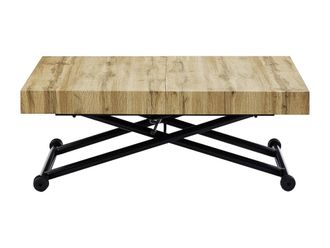 VENTE-UNIQUE.COM Mesa de comedor madera negro, color natural claro