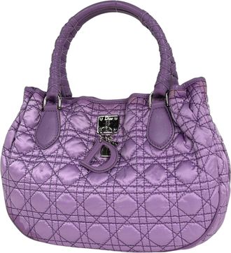 Dior Purple Nylon Leather Handbag Tote Bag (Pre-Owned)