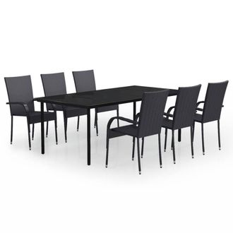 Berkfield Home 7 Piece Garden Dining Set Black