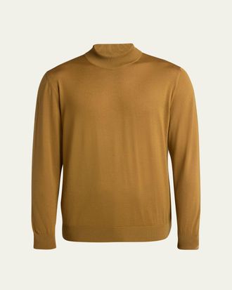Kiton Mens 14-Micron Wool Mock Neck Sweater