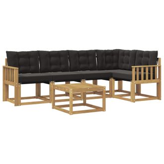 vidaXL Conjunto De Sof&aacute;s De Exterior Con Coj&iacute;n 6 Pcs Blanco Y Negro Vidaxl