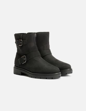 Toms Womens TOMS Ionie Moto Nubuck Leather Womens Black Boots - Size: 3