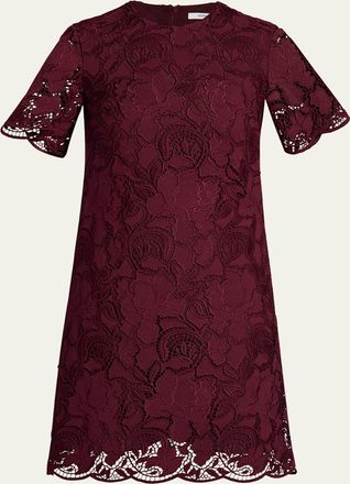 Erdem Embroidered Cutwork Short-Sleeve Mini Dress