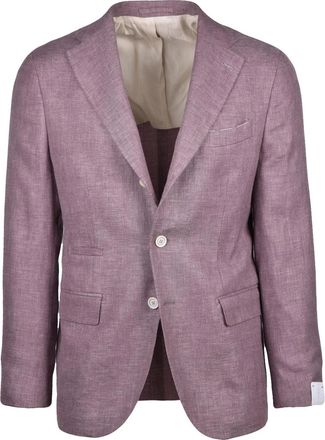 Eleventy Red Linen-Blend Unlined Blazer