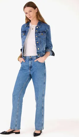 Kate Spade New York Womens Classic Denim Jacket in Blue, Size Medium | Denim