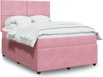 vidaXL Vidaxl - Cama Box Spring Con Colch&oacute;n Terciopelo Rosa 140x190 Cm