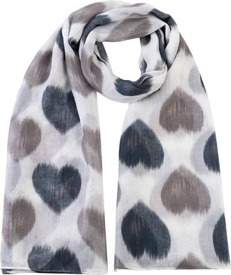 World of Shawls Heart Print Women Scarf Shawl Wrap Hijab Ladies Long (Light Silver)