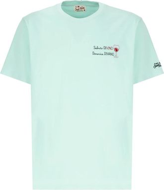 Saint Barth Groen Katoenen T-shirt met Borduurwerk - Heren - T-shirts - Groen - L - Katoen - Tops